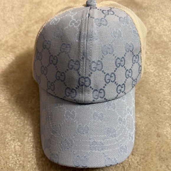 Gucci Other - 🔥 Gucci GG Monogram Mesh Trucker Hat – Light Blue 🔥